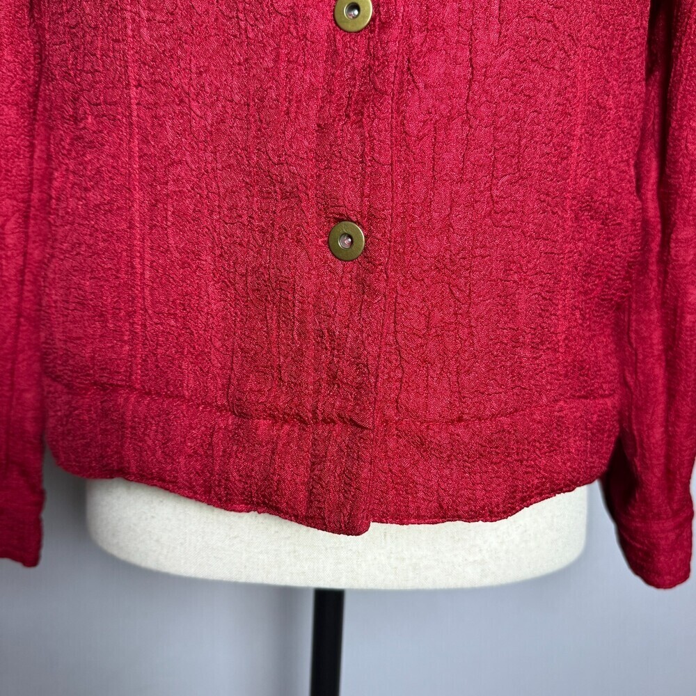 N Touch Vintage Red Crinkled Texture Women's Jacket, Sz 10, Pockets Y2K Business - Picture 6 of 16